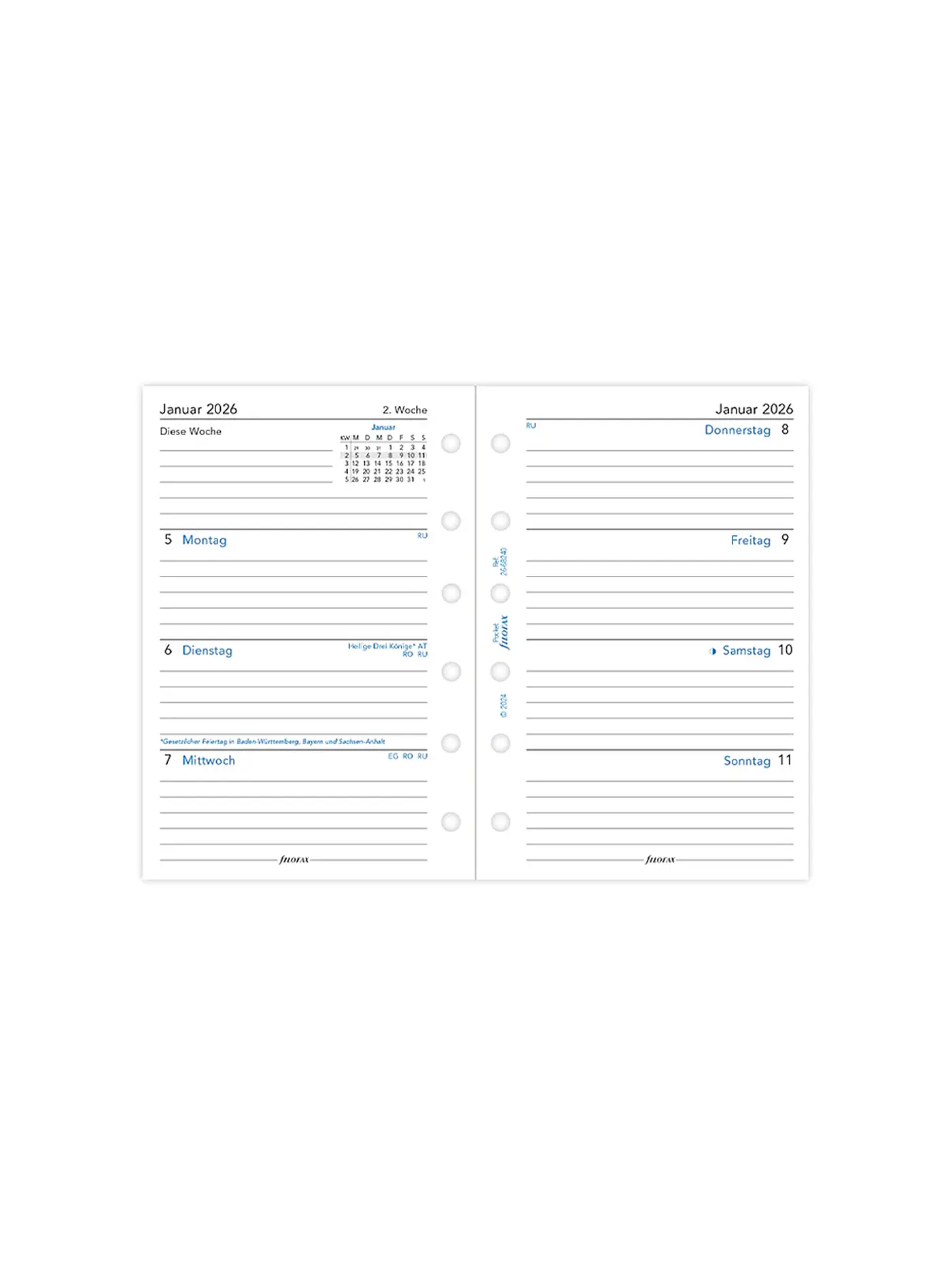 FILOFAX | Kalendereinlage Pocket Woche 2026 Deutsch | 